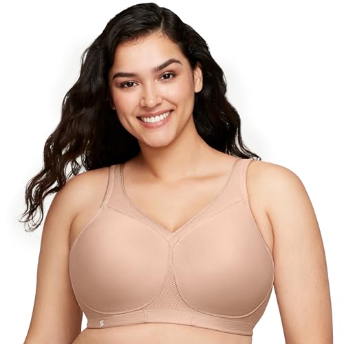 Glamorise Full Figure Plus Size MagicLift Seamless Sports Bra Wirefree #1006 Café