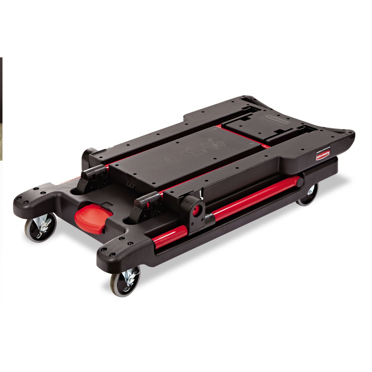 Rubbermaid Commercial Products Convertible Folding Utility Dolly/Cart/Platform Truck with wheels, 400 lbs Capacity, for Moving/Warehouse/Office (FG430000BLA)