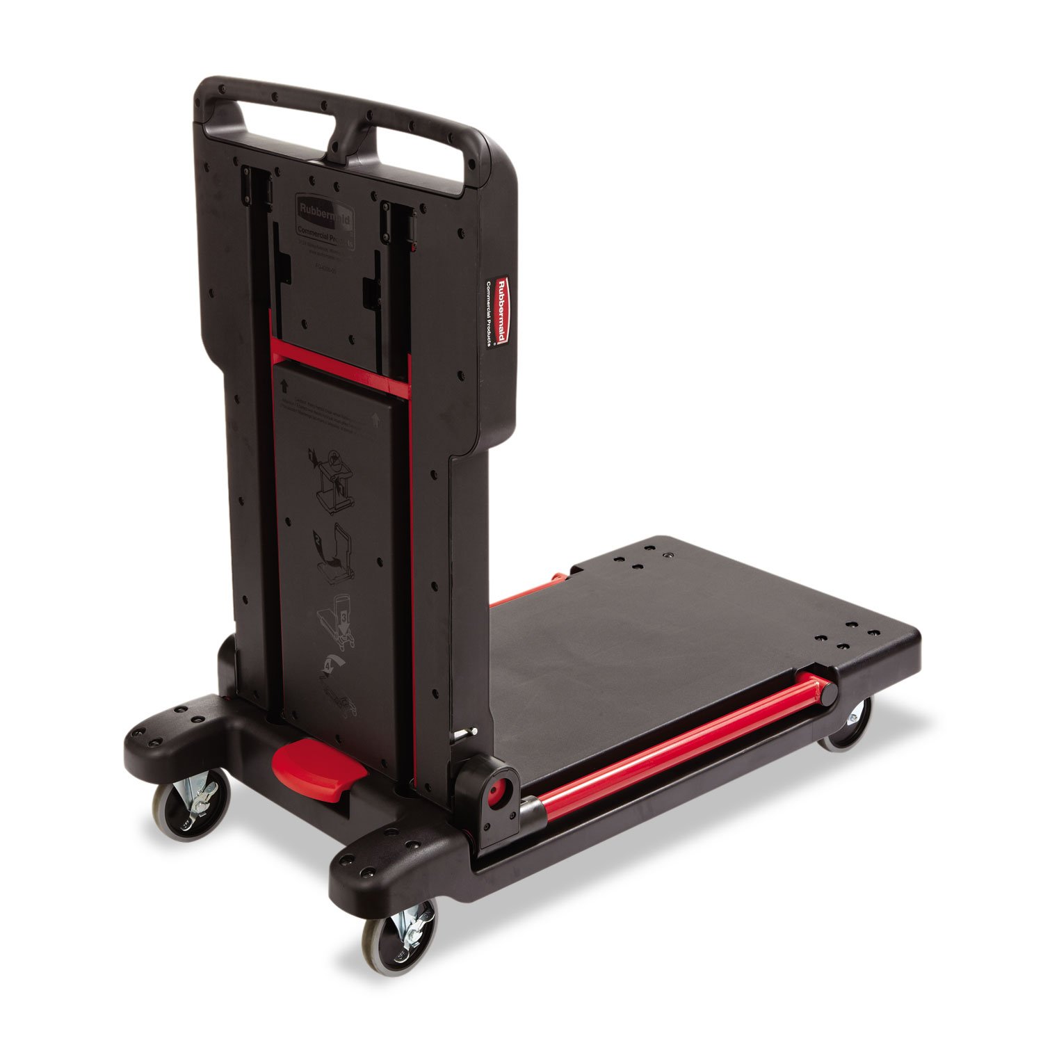 Rubbermaid Commercial Products Convertible Folding Utility Dolly/Cart/Platform Truck with wheels, 400 lbs Capacity, for Moving/Warehouse/Office (FG430000BLA)