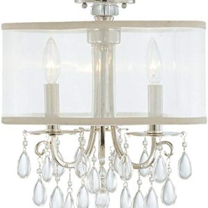 Hampton 3 Light Polished Chrome Clear Crystal Drum Shade Mini Chandelier