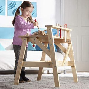 Melissa & Doug Solid Wood Project Workbench Play Building Set - STEAM Toy, Wooden Kids Work Bench, Toy Tool Bench