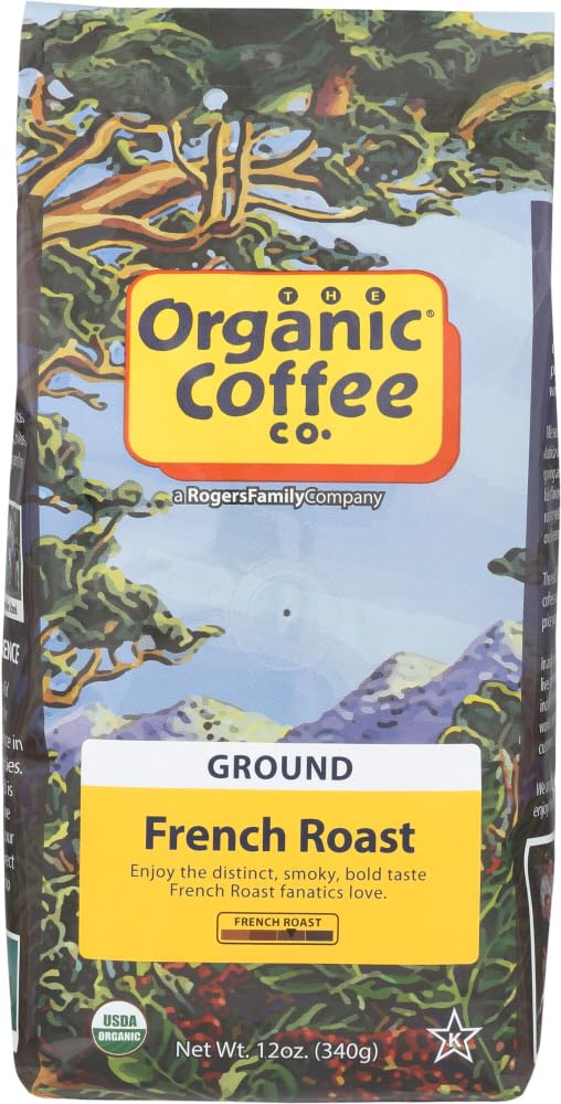 The Organic Coffee Co. Ground, French Roast, 12 Ounce (Pack of 3)