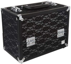 caboodles make me over 4 tray train case, cosmetic storage case & organizer, black lace, 3.5 lb