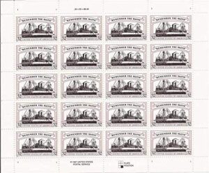 usps remember the maine 32 cent full sheet of 20 stamps scott 3192