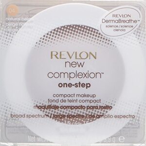 Revlon Foundation, New Complexion One-Step Face Makeup, Longwear Light Coverage with Matte Finish, SPF 15, Cream to Powder Formula, Oil Free, 004 Natural Beige, 0.35 Oz