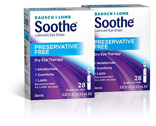 Eye Drops by Bausch & Lomb, Lubricant Relief for Dry Eyes, Preservative Free, Single Use Dispensers, 0.6 mL, 28 Count (Pack of 2)