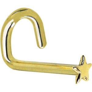 body candy solid 14k yellow gold star left nose stud screw 20 gauge 1/4"