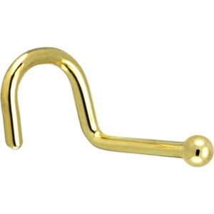 body candy solid 14k yellow gold 1.5mm ball right nose stud screw 18 gauge 1/4"