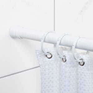 zenna home adjustable tension shower curtain rod, adjusts from 44" to 72", rust-resistant steel shower rod, no tools, no drilling, white