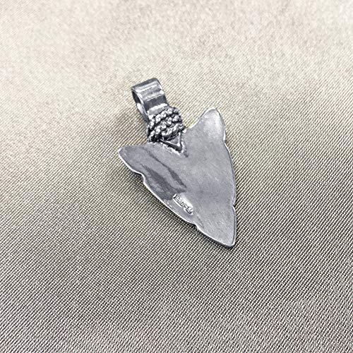 Turquoise and Coral Gemstone Inlay Southwestern Style 925 Sterling Silver Arrowhead Pendant for Women