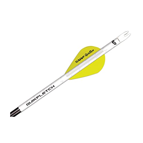 New Archery Products Quikfletch Quikspin 2" 3-Vane Stabilizing Fletching - White Tube, Yellow/White Vanes