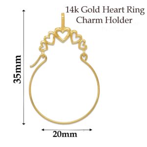 JewelryWeb 14k Yellow Gold Polished 5 Heart Charm holder Pendant - Ring Holder Pendant for women - Gifts for Mom Grandma - Mother's day Gift