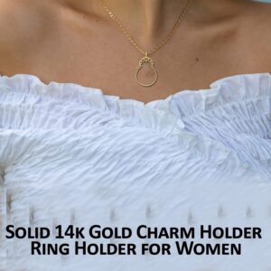 JewelryWeb 14k Yellow Gold Polished 5 Heart Charm holder Pendant - Ring Holder Pendant for women - Gifts for Mom Grandma - Mother's day Gift