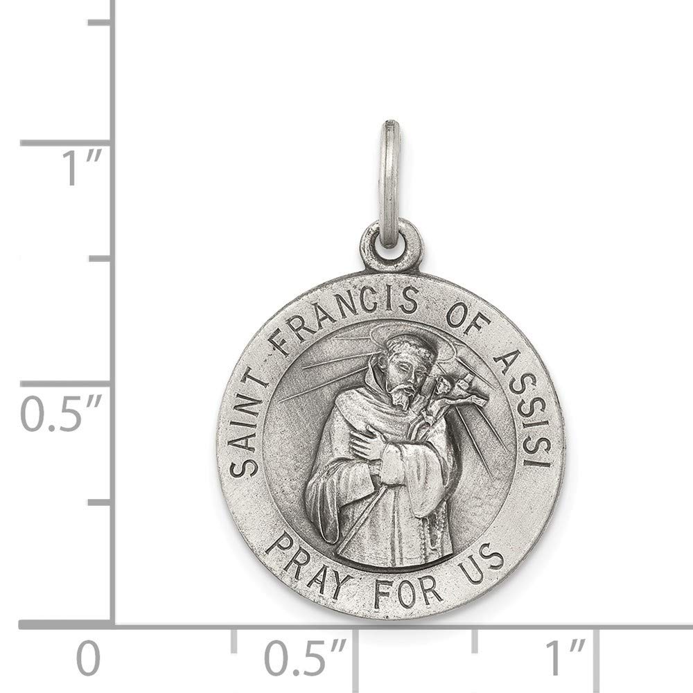 Sterling Silver St.Francis Of Assisi Medal Charm - 20mm- Made in the USA - JewelryWeb