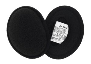 ear mitts bandless ear muffs for men & women, black fleece ear warmers, regular