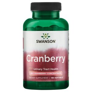 swanson cranberry - supports urinary tract health, bladder control, and promotes healthy kidney function - cranberry supplement made with 20:1 cranberry juice concentrate - (180 softgels)