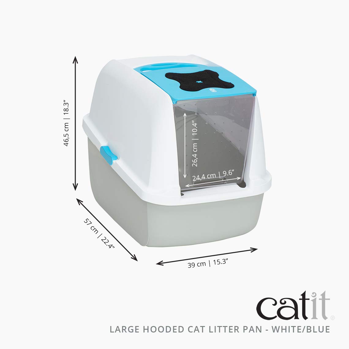 Catit Large Hooded Cat Litter Box, Blue and White, 50701