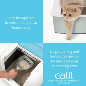 Catit Large Hooded Cat Litter Box, Blue and White, 50701