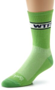 sockguy men's wtf socks, green, sock size:10-13/shoe size: 6-12