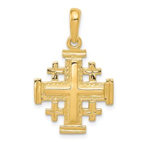 findingking 14k yellow gold jerusalem cross pendant charm