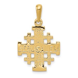 FindingKing 14K Yellow Gold Jerusalem Cross Pendant Charm