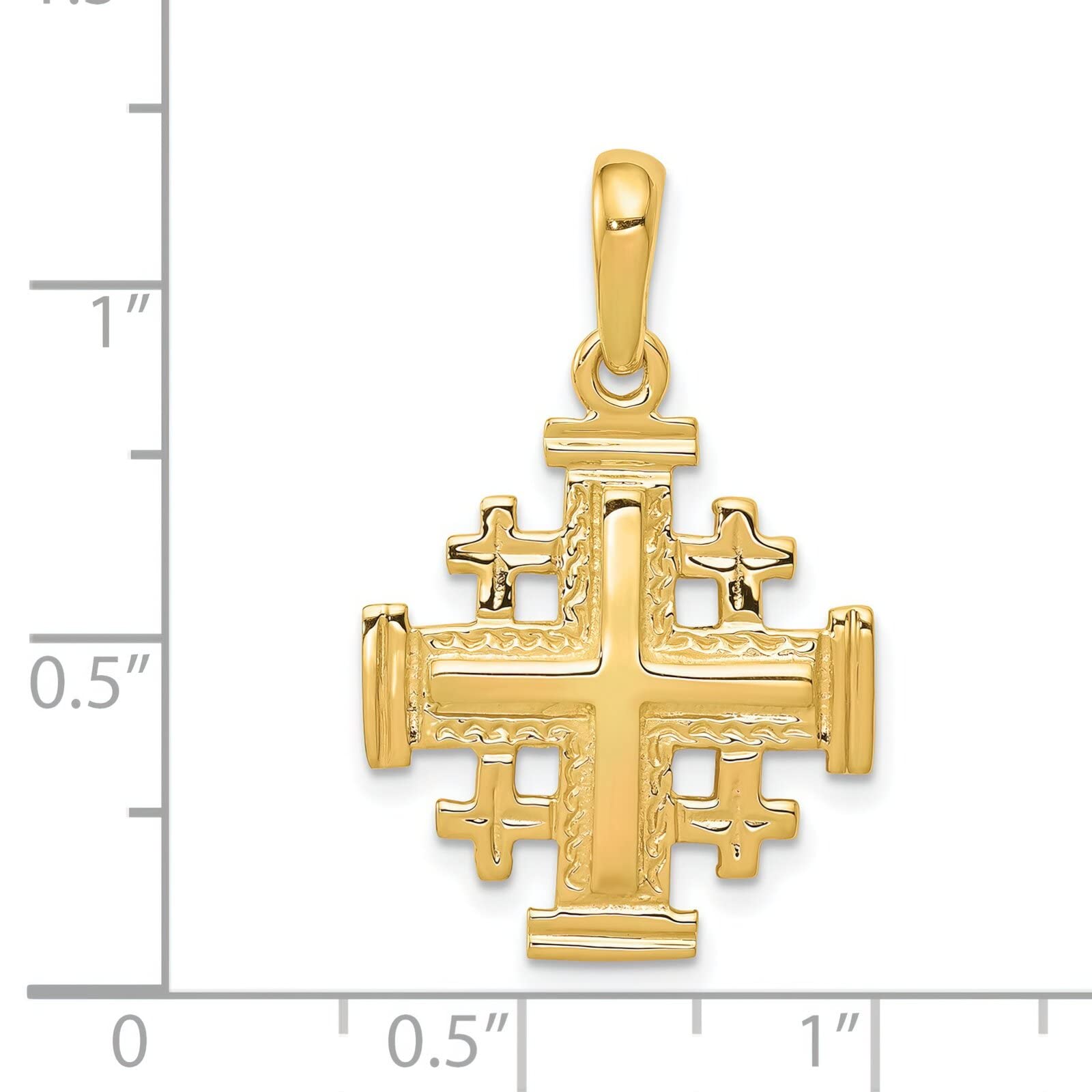 FindingKing 14K Yellow Gold Jerusalem Cross Pendant Charm