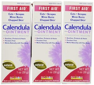 boiron calendula ointment, homeopathic medicine for skin irritation and burns, 1 ounce (pack of 3)