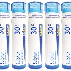 Boiron Sulphur 30C (Pack of 5 80-Pellet Tubes), Homeopathic Medicine for Skin Rash