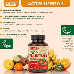 DEVA Vegan Multivitamin & Mineral Supplement - Vegan Formula with Green Whole Foods, Veggies, and Herbs - High Potency - Manufactured in USA and 100% Vegan - 90 Count (Pack of 2)