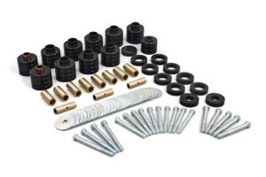 daystar, jeep cj 1" taller polyurethane body mount kit replaces factory body mount bushings, fits cj5/7 1980 to 1986 4wd, kj04502bk, made in america, black