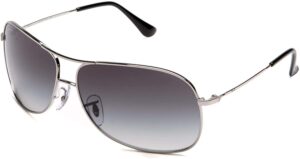 ray-ban rb3267 metal aviator sunglasses, silver/gray gradient, 64 mm