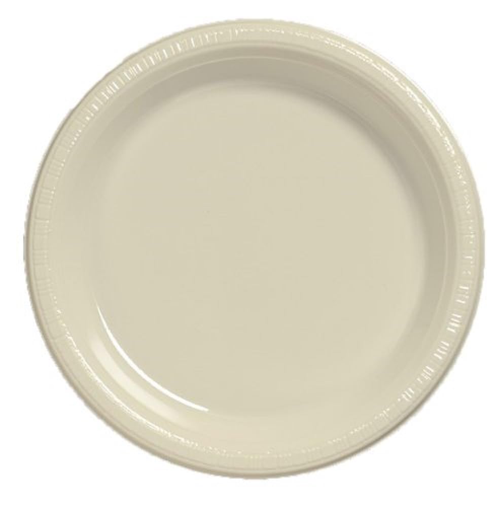 Creative Converting Touch of Color 20 Count Plastic Lunch Plates, Ivory