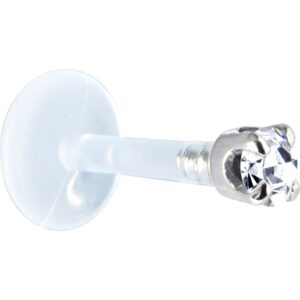 body candy solid 14k white gold 1.5mm (0.015 cttw) genuine diamond bioplast push in labret monroe 16 gauge 5/16"