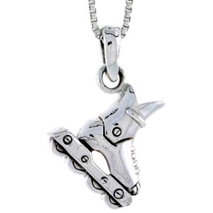 sterling silver roller blade pendant, 3/4 inch tall