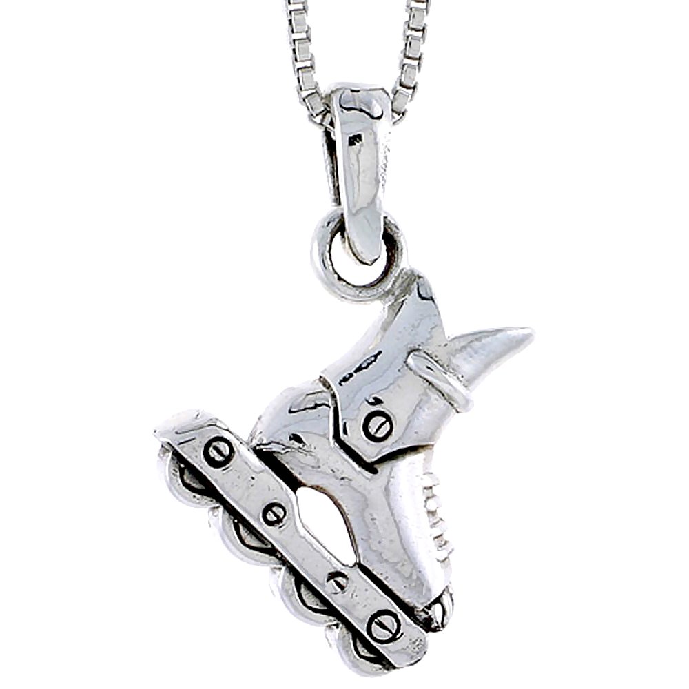 Sterling Silver Roller Blade Pendant, 3/4 inch tall