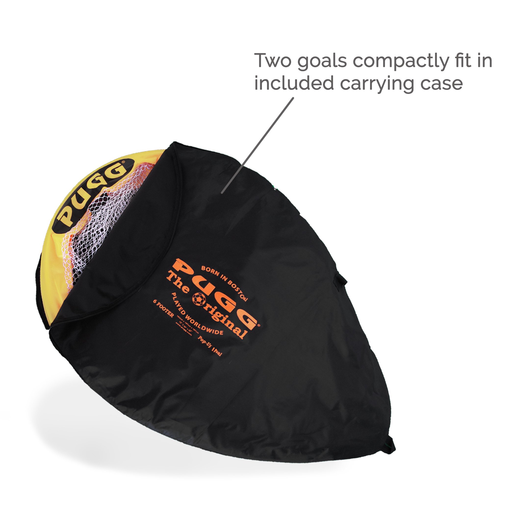 PUGG 6 Foot Pop Up Soccer Goal - Portable Training Futsal Football Net - The Original Pickup Game Goal (2 Goals and Bag)