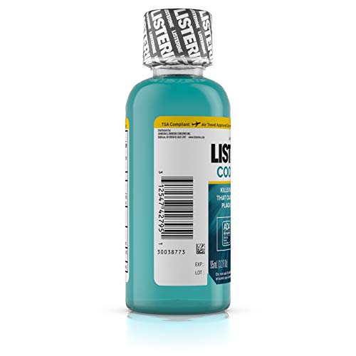 Listerine Cool Mint Antiseptic Mouthwash for Bad Breath, Plaque and Gingivitis, Travel Size, 3.2 oz