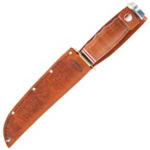 Ka-Bar 2-1235-2 Leather Handled Marine Hunter Knife, Brown, Medium