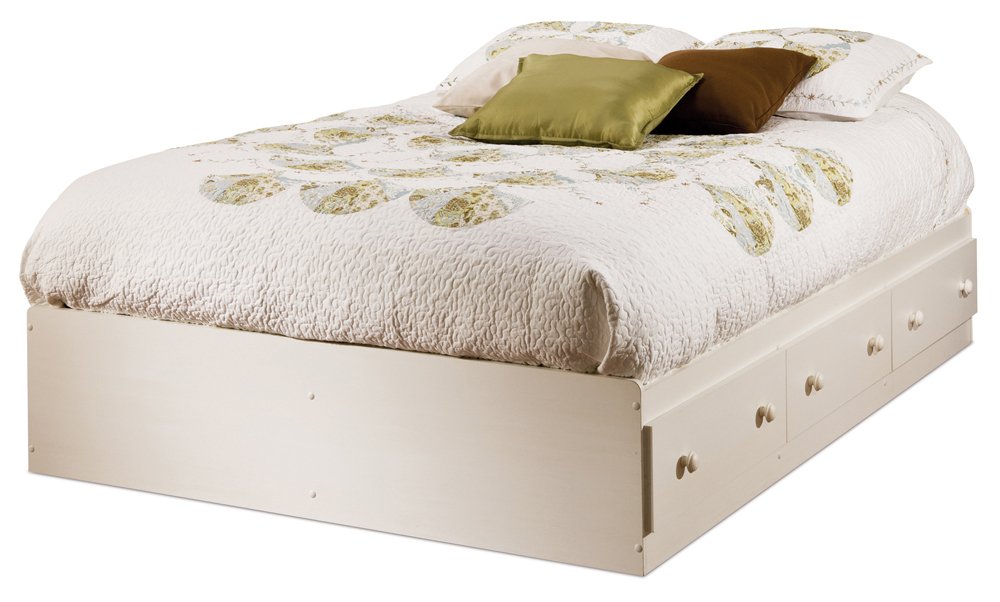 South Shore Summer Breeze Mates Bed with 3 Drawers, Full 54-inch, White Wash