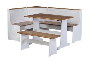 linon ardmore kitchen nook set, white