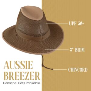 Henschel Aussie Mesh Breezer Hat - Packable Sun Protection for Outdoor Activities. Ideal for Hiking, Fishing & Camping. (US, Alpha, X-Large, Earth)