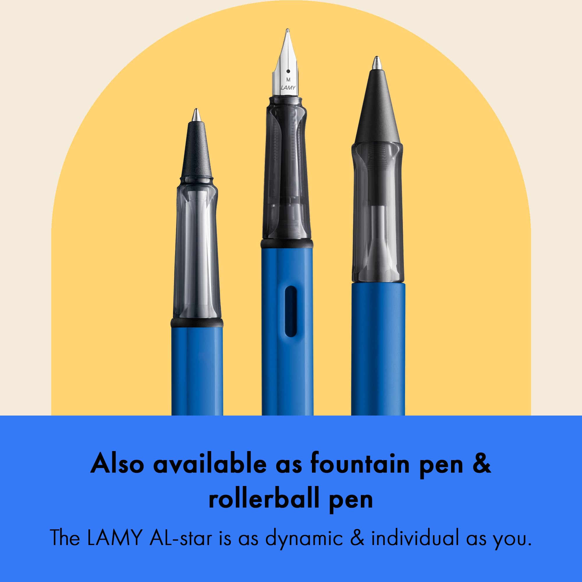 Lamy AL-star oceanblue - Ballpoint Pen with transparent, ergonomic grip & line width M - lightweight aluminium body - including large capacity refill M 16 in black