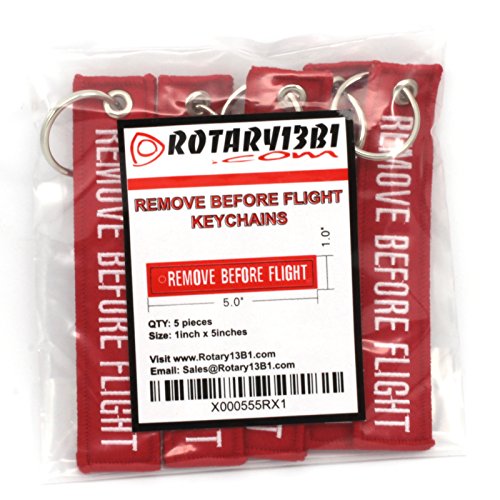 Rotary13B1 Remove Before Flight Key Chain - 5 Pack Red with White Letters