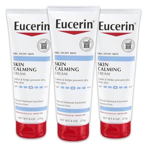 Eucerin Skin Calming Cream - Full Body Lotion for Dry, Itchy Skin, Natural Oatmeal Enriched - 8 oz. Tube (Pack of 3)