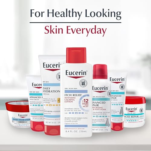 Eucerin Skin Calming Cream - Full Body Lotion for Dry, Itchy Skin, Natural Oatmeal Enriched - 8 oz. Tube (Pack of 3)