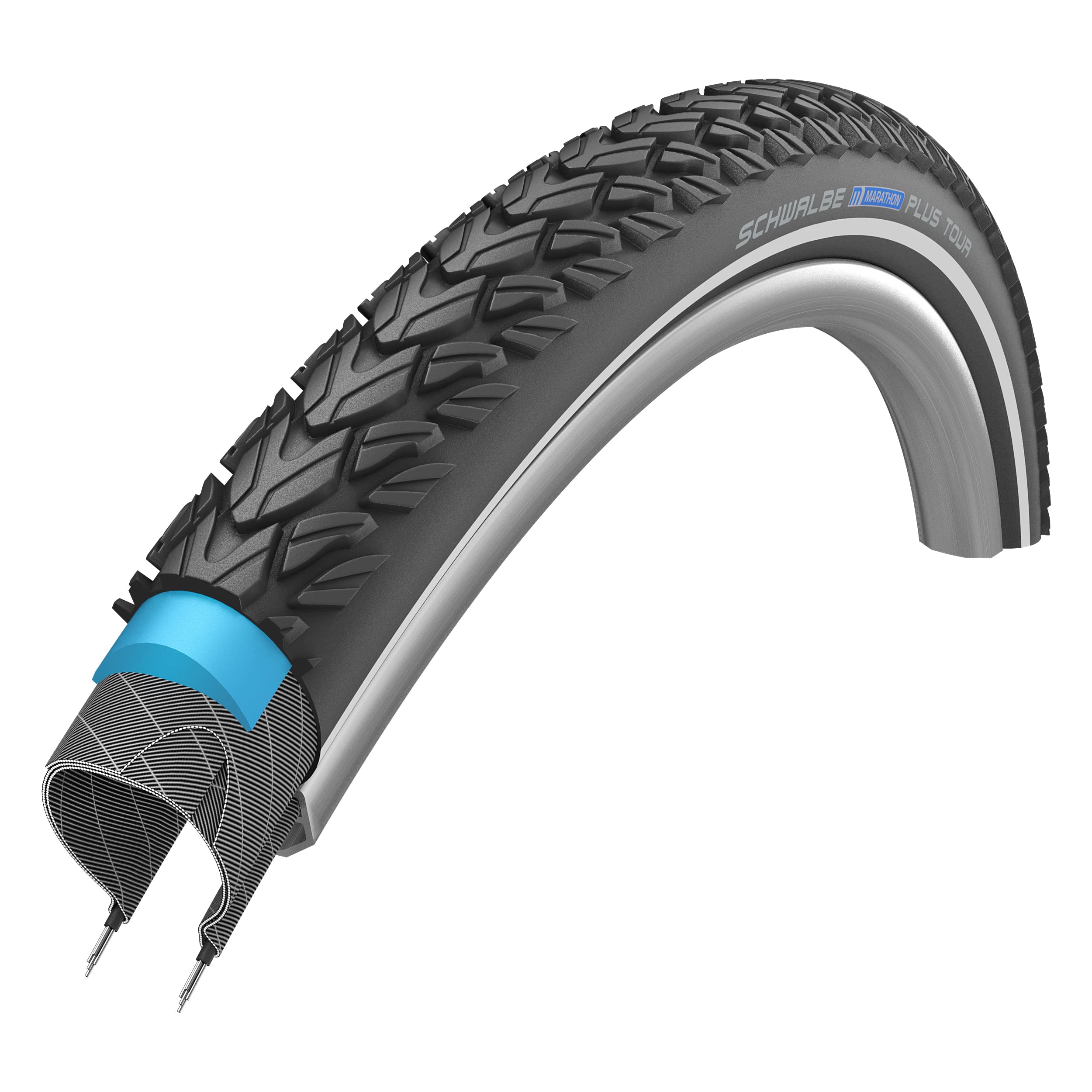 Schwalbe Marathon Plus Tour 700x40c, width 39c – 50c Wire Endurance Clincher Smart Guard 67TPI 50-85PSI Black Bike Tire