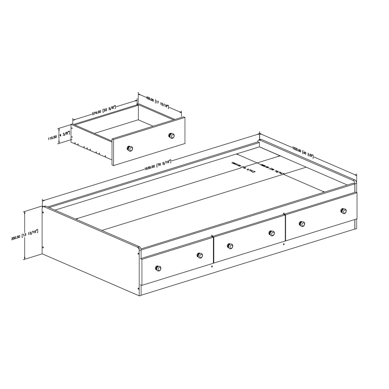 South Shore Summertime Mates Bed with 3 Drawers, Twin 39-inch, Pure White