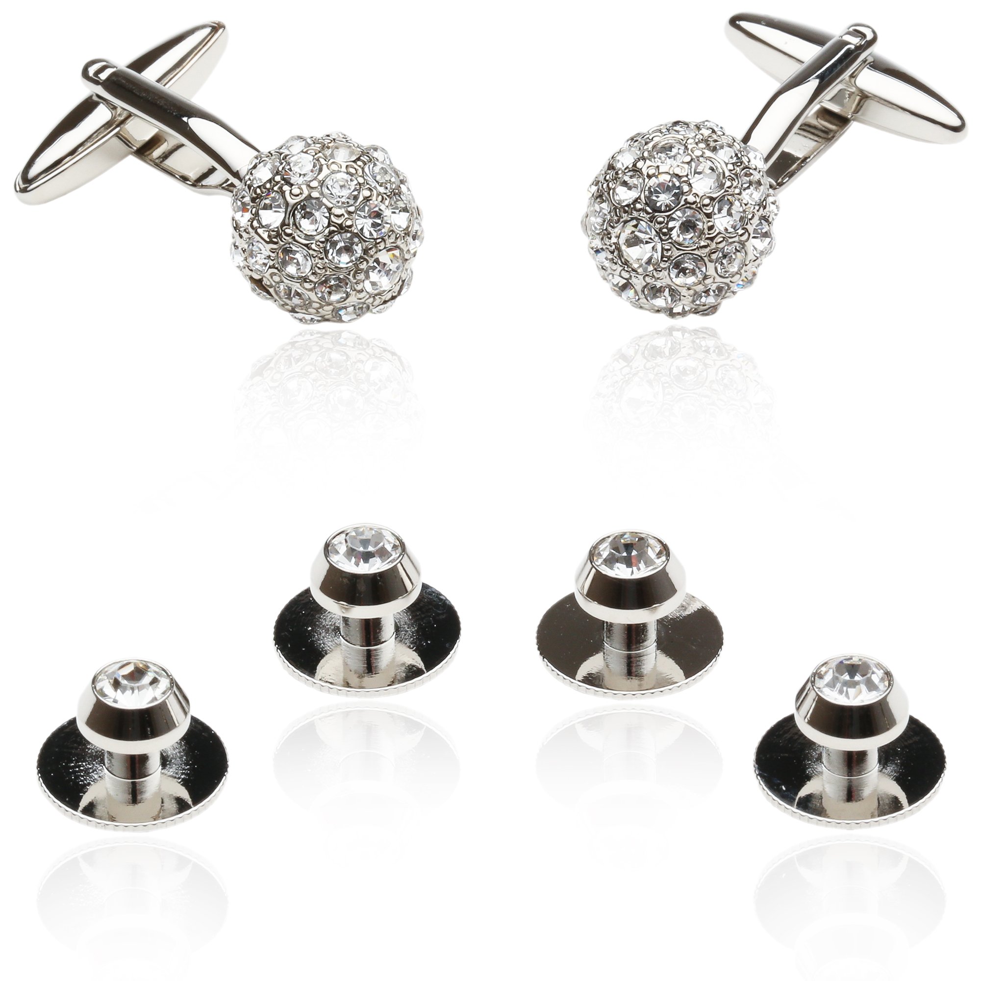 Cuff-Daddy Crystal Ball Cufflinks Studs with Presentation Box