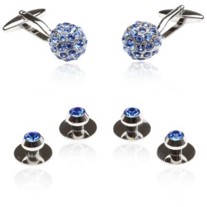 cuff-daddy crystal ball cufflinks studs blue with presentation box