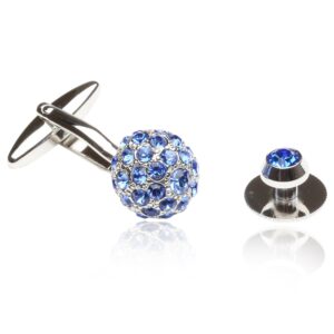 Cuff-Daddy Crystal Ball Cufflinks Studs Blue with Presentation Box